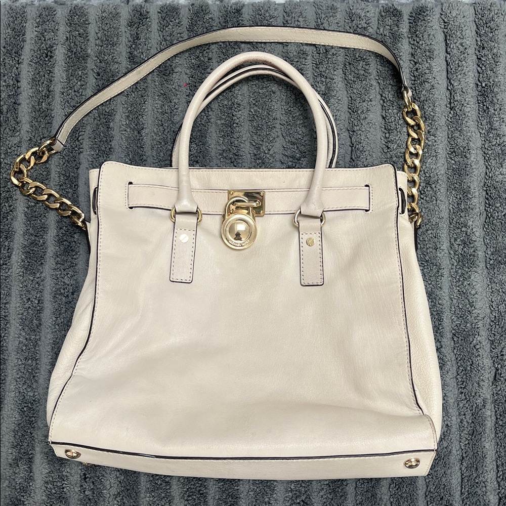 Pre owned Michael Kors - Leather Large Hamilton North South Tote. Vanilla color